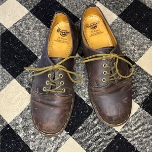 Vintage Made in England Dr. Martens Dark Brown Leather Oxfords
